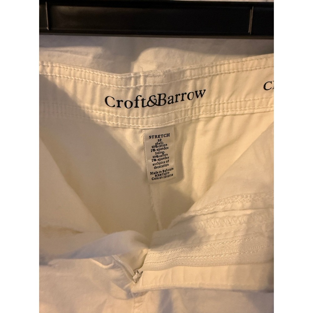 Croft & Barrow Womens White Embroidered Skort Size 12 Stretch Cotton Floral Navy - Picture 6 of 6